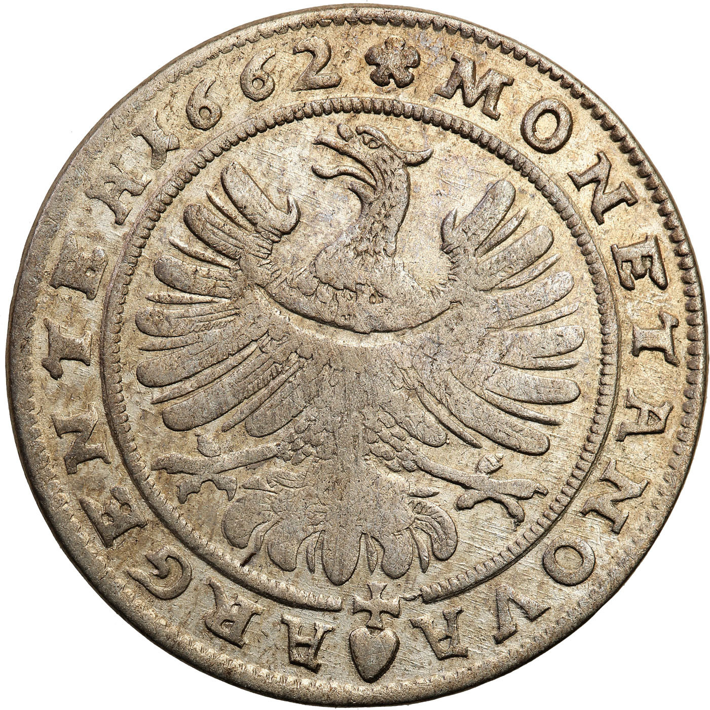 Śląsk, księstwo legnicko-brzesko-wołowskie. Krystian Wołowski. 15 krajcarów 1662, Brzeg – WOLAV